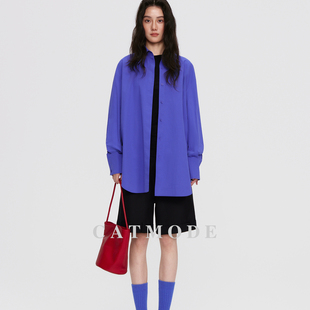 RJ/ 2026 SS 灯笼袖极简衬衫女百搭宽松纯色设计感时尚休闲长袖