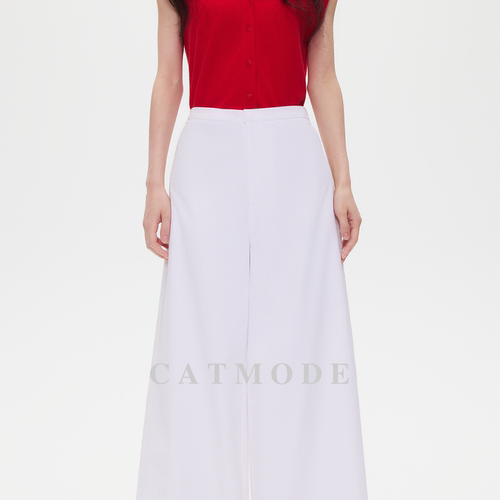 高腰直筒蕾丝花边拼接长裤