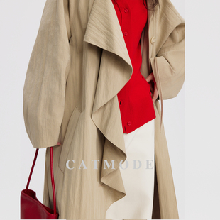 极简轻解构气质慵懒高级感系带活页阔型风衣女 LION&CAT 2026