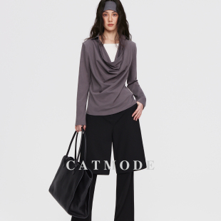 LION&CAT2026SS荡领假两件上衣女宽松设计感小众莱赛尔桑蚕丝上衣