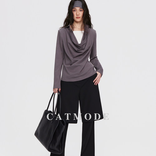 通勤荡领显瘦假两件套装