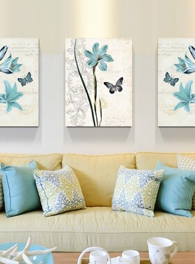 美式装饰画 现代简欧式客厅挂画 卧室沙发背景墙三联画 餐厅壁画