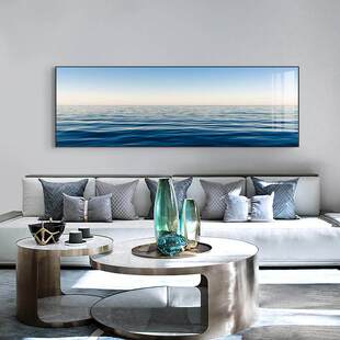 饰画水波纹海浪办公室客厅卧室沙发挂画横 波光粼粼大海平静水面装