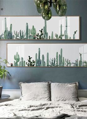 现代简约北欧装饰画绿色植物酒店宾馆有框画卧室床头挂画一件