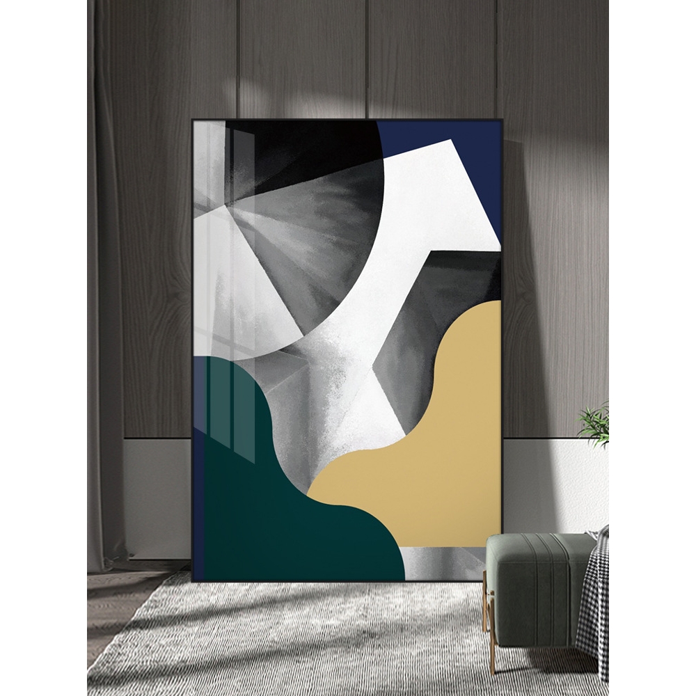 秩序现代简约小众风客厅装饰画轻奢沙发背景墙面几何抽象挂画竖版图片
