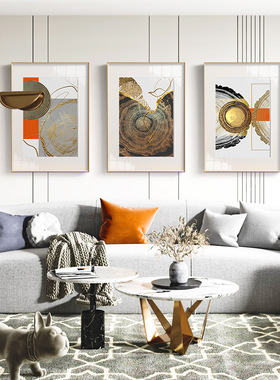 奢靡光年 现代轻奢风格客厅装饰画金箔橙色墙画走廊玄关卧室挂画