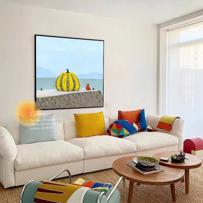 草间弥生南瓜现代波普油画感客厅装饰画中古卧室餐厅壁画玄关挂画