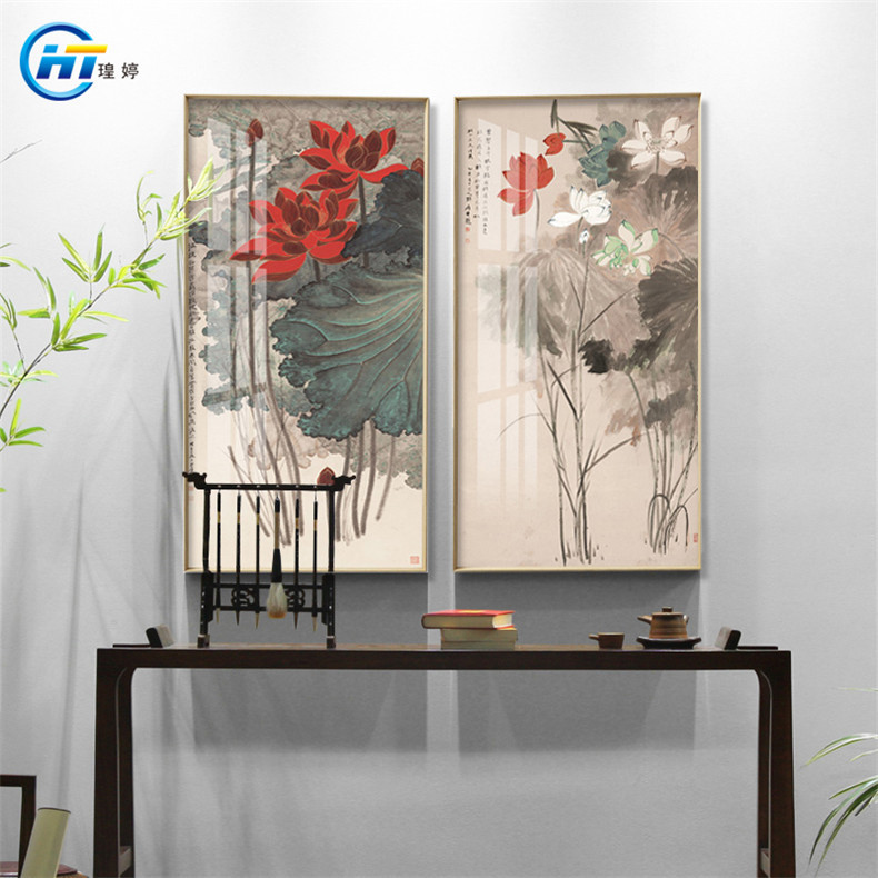 张大千现代新中式装饰画客厅沙发背景墙画卧室有框画玄关过道挂画