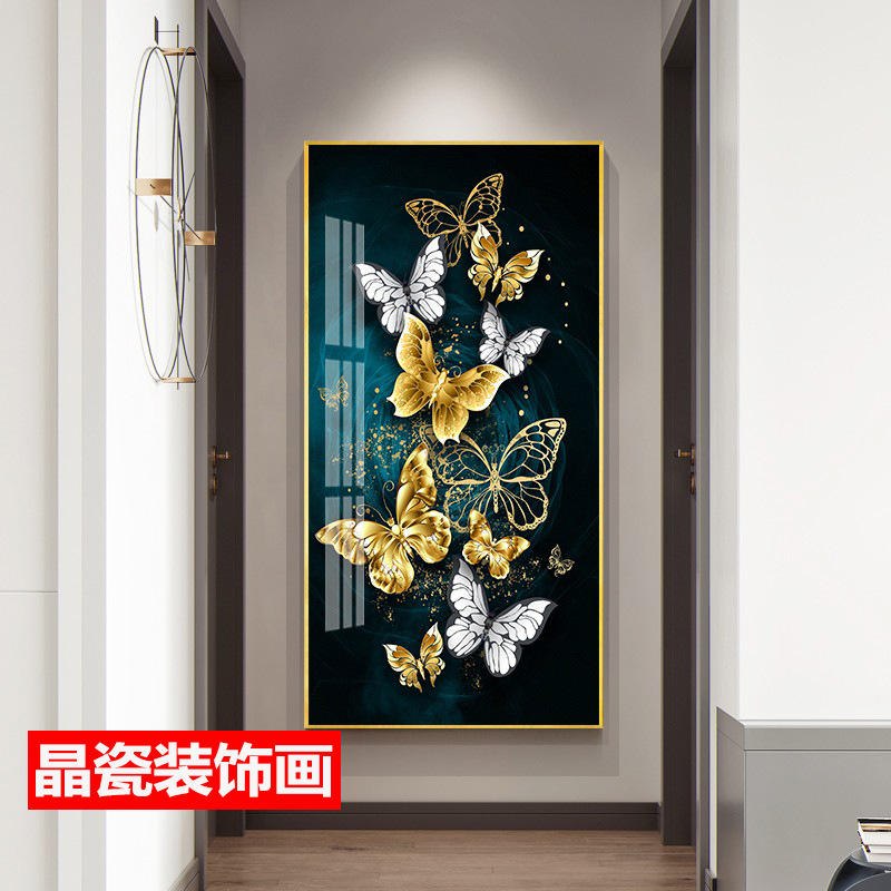 晶瓷装饰画厂家玄关走廊过道挂画北欧竖挂竖版画现代简约壁画图片