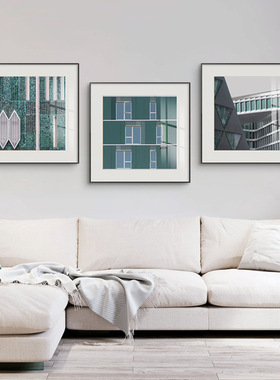往昔现代简约轻奢绿色装饰画餐厅壁画客厅建筑挂画正方形人物墙画