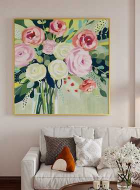 现代简约绿色植物盆景客厅玄关挂画沙发背景墙卧室装饰画方形壁画