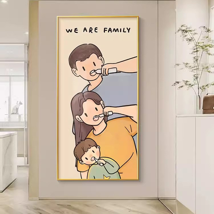 家庭简约玄关装饰画北欧卡通人物ins挂画治愈系走廊过道壁画ins风图片
