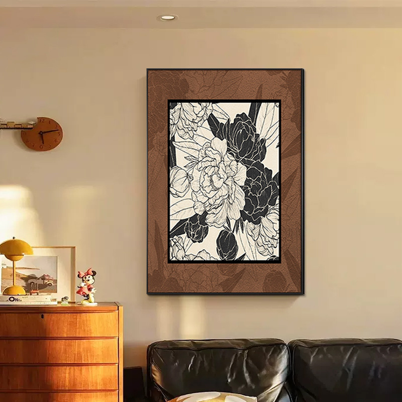 中古风客厅装饰画柿柿如意高级感玄关挂画卧室餐厅背景墙壁画