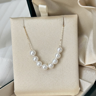 天然淡水天女光微笑珍珠项链吊坠正圆无瑕银链2025新款媲美akoya