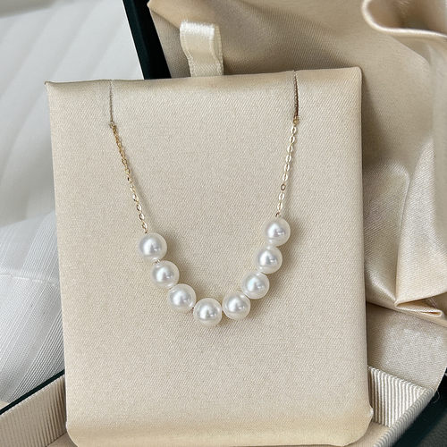 天然淡水天女光微笑珍珠项链吊坠正圆无瑕银链2025新款媲美akoya