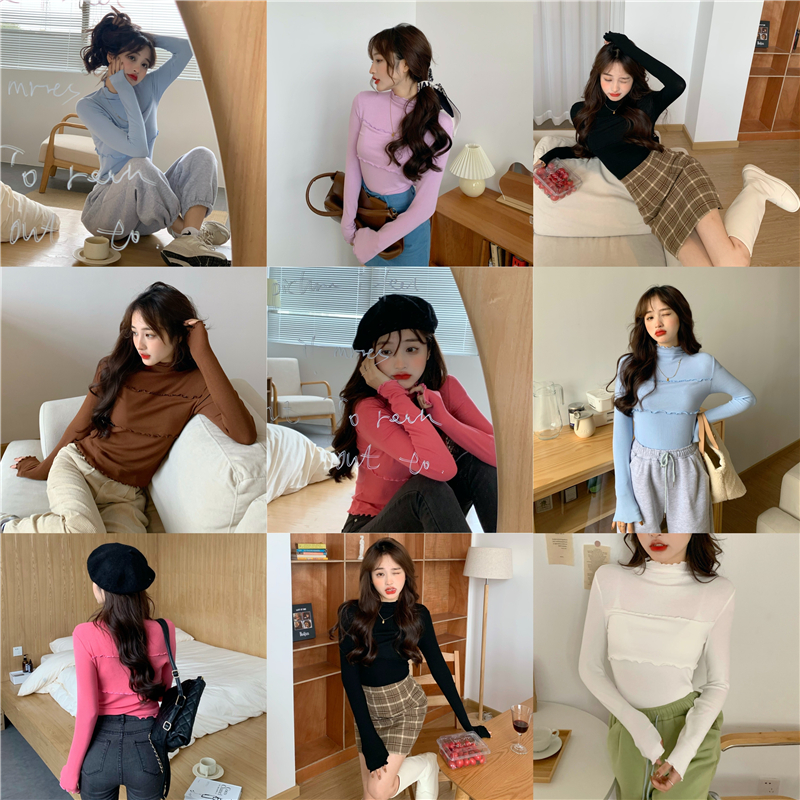 Women's new style of autumn and winter slim and foreign style with long sleeve T-shirt