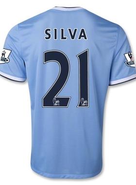 13 14 Manchester City Retro Aguero Silva Jersey