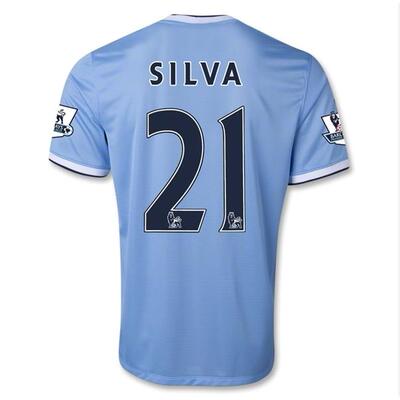 13 14 Manchester City Retro Aguero Silva Jersey