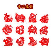 纯手工十二生肖剪纸牛虎兔龙蛇马羊猴鸡狗非遗文化双面红色宣纸