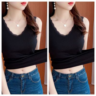 v领吊带背心蕾丝花边春夏新款