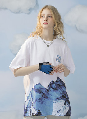 美潮鸭潮牌雪山恤ins个性男女
