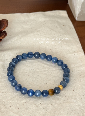 简约经典新中式天然库克蓝晶石虎眼石手串叠戴百搭小众设计高级