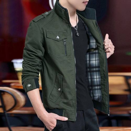 军绿色工装夹克男士春秋新款上潮