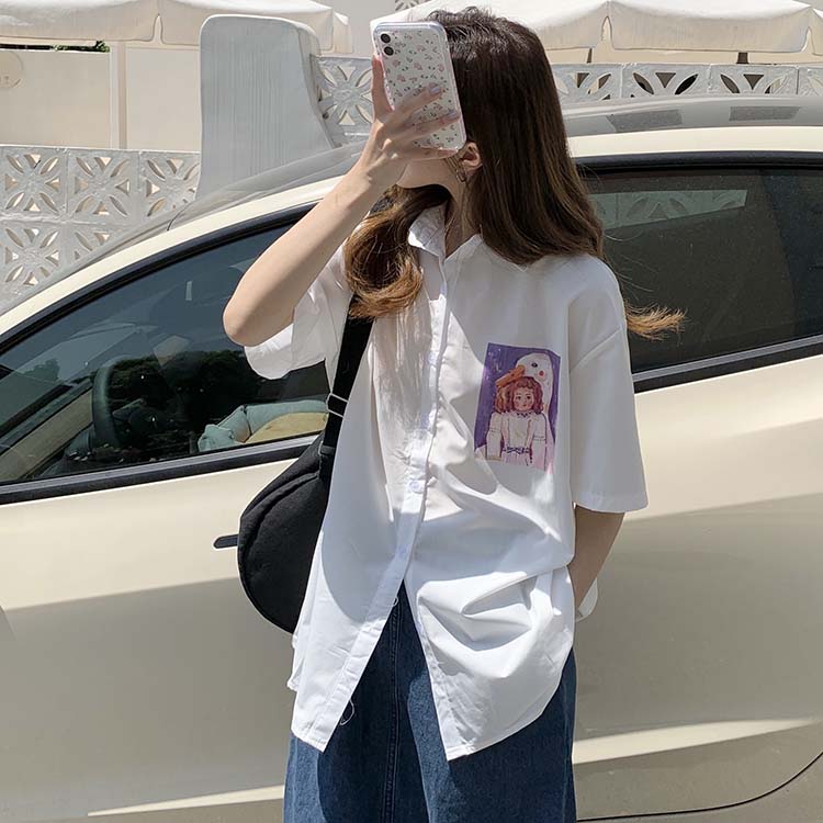 實拍塗鴉短袖襯衫