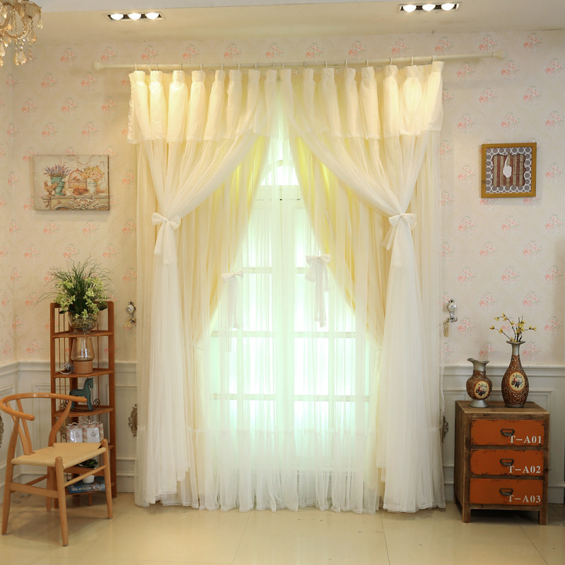 简约现代婚房公主风飘窗窗帘卧室少女纱帘清新甜美全遮光网红窗帘