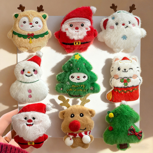 圣诞节胸针女可爱玩偶毛绒圣诞老人别针圣诞树装饰品送儿童小礼品