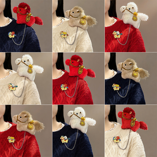 本命年马年胸针毛绒吉祥物公仔2026新年礼物衣服别针装饰徽章礼品