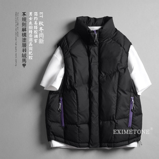 男士立领轻型加厚羽绒马甲2025冬装宽松休闲简约90白鸭绒背心外套