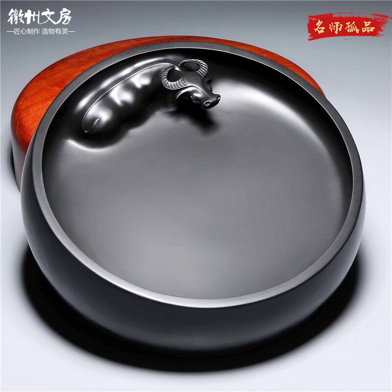 非遗名师作品 扭转乾坤 精品原石歙砚籽料高档文房礼品收藏书法