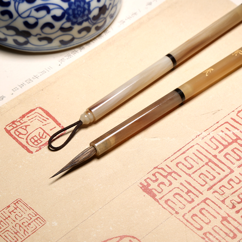 瘦金体专用毛笔湖笔书法小楷纯狼毫紫豪兼毫勾线笔牛角专业级