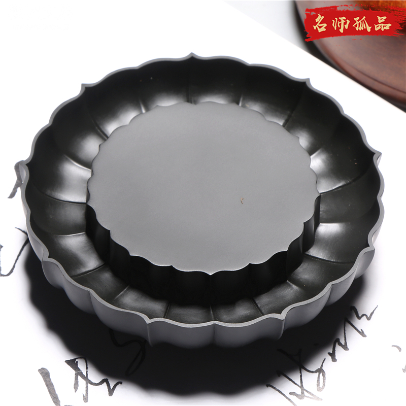 掌中宝精品原石砚台歙砚文房莲花