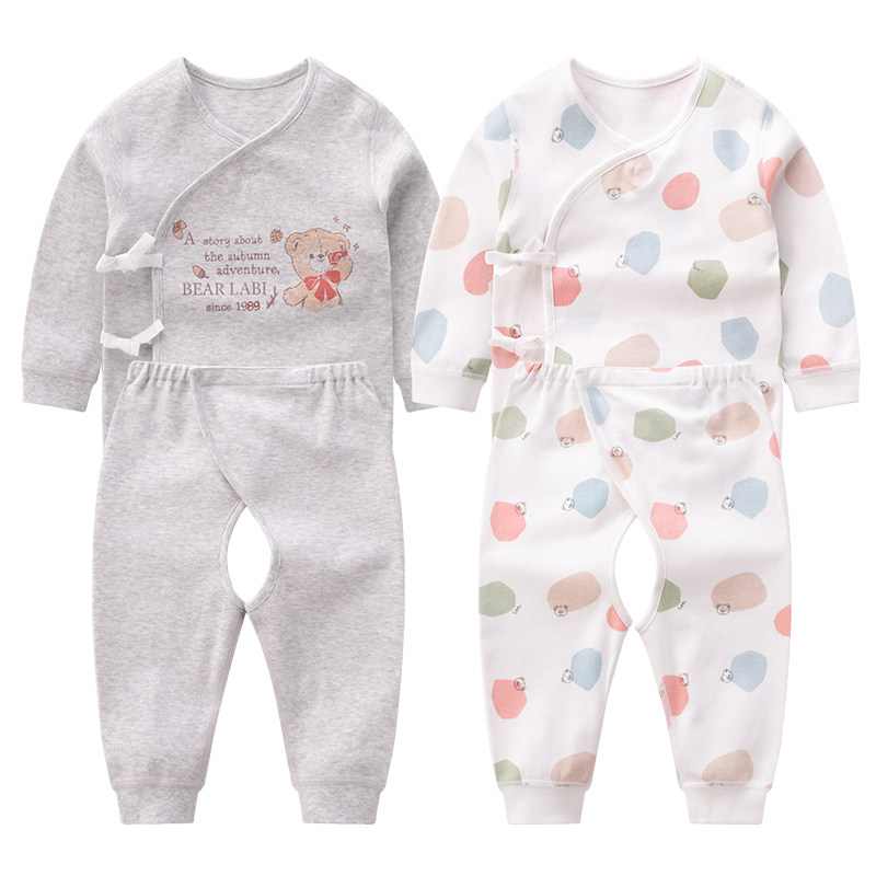 RABBI BABY UNDERWEAR SET NEW NEWBORN MONK CLOTHES AUTUMN AND WINTER COTTON LACE-UP BOTTOMING AUTUMN PANTS