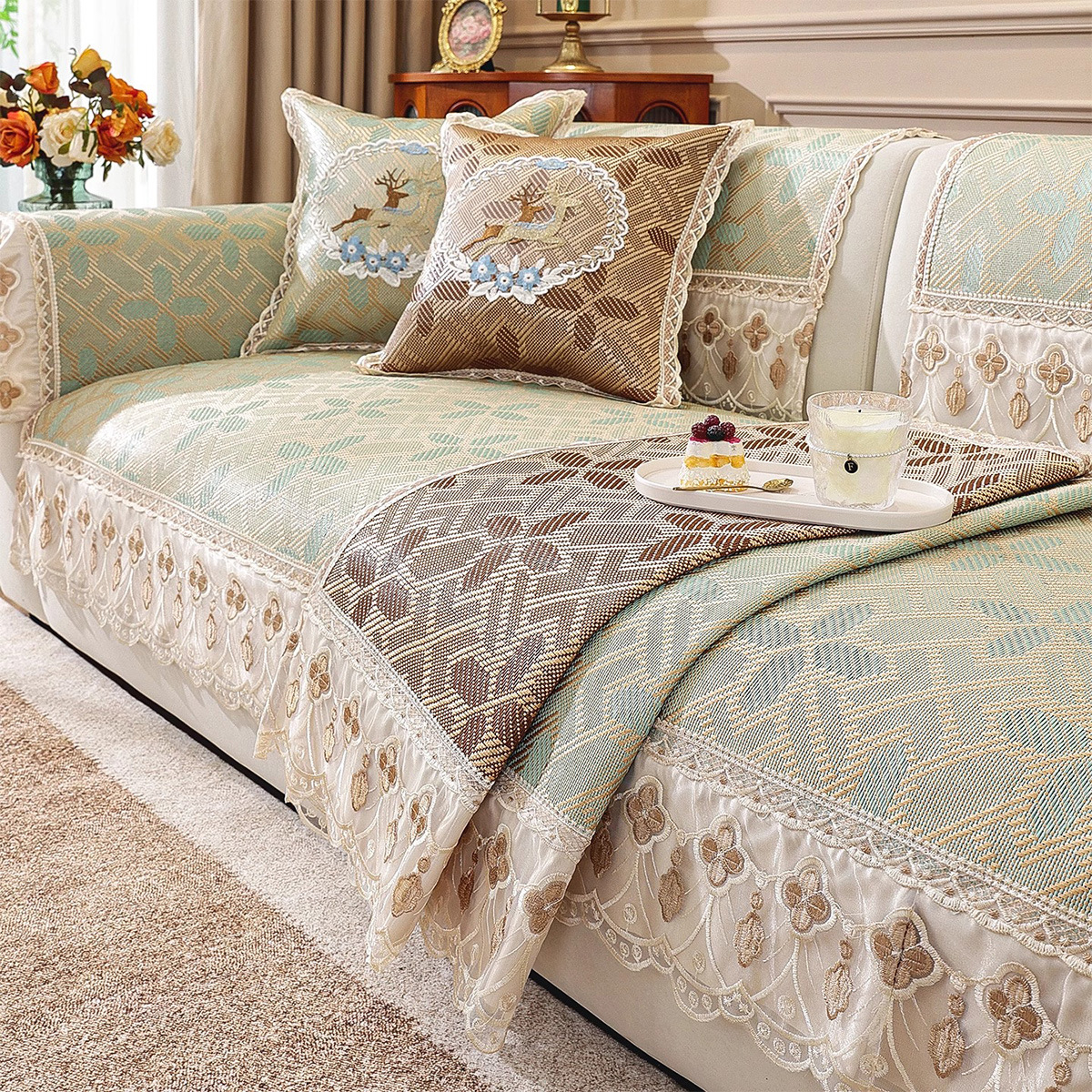 夏季冰丝沙发凉席通用套罩