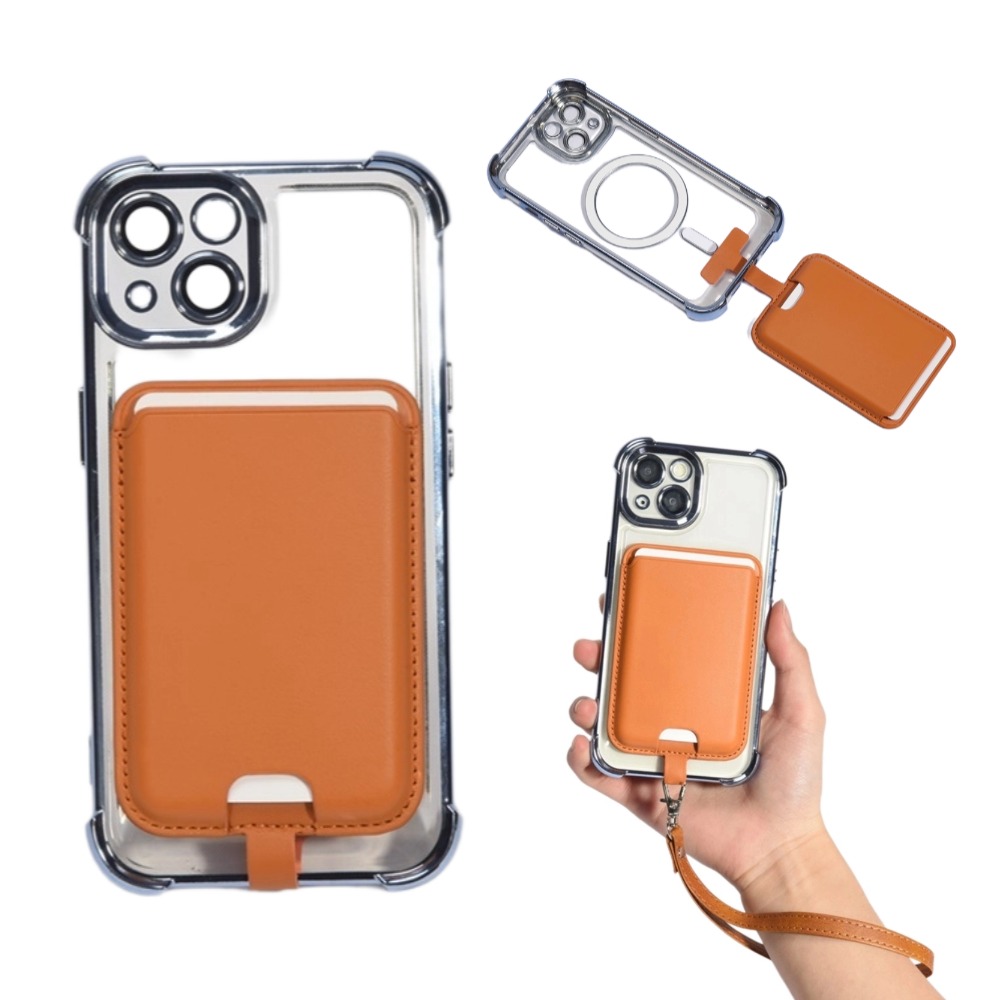 磁吸卡包Magsafe可挂绳强力磁吸背贴插卡iphone16背夹卡套15证件放卡卡夹iph14磁力环可拆卸纯色素皮门禁卡片