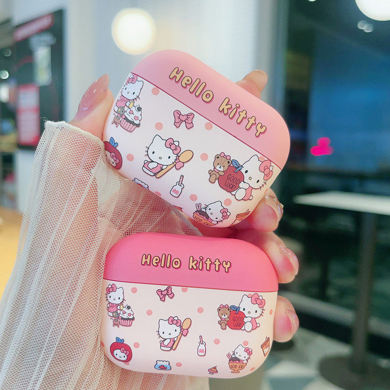可爱粉色系HelloKitty适用AirPodsPro3耳机套日韩卡通少女心AirPods4苹果无线蓝牙保护壳kt凯蒂猫5代三代Pro2