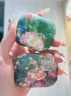 复古油画花朵适用airpods pro3/2代保护套airpods4/3代苹果无线蓝牙降噪耳机壳iPod1/2代硅胶磨砂软壳耳机壳