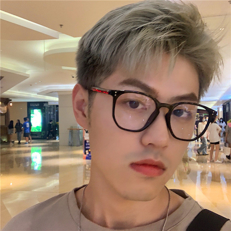 素颜韩版潮男复古多边形框近视眼镜防辐射蓝光大脸黑框眼镜架ins