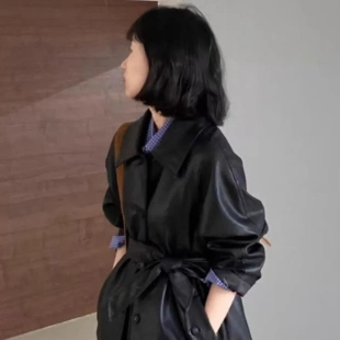 高级感夹克 外套春秋时尚 2025黑色皮衣外套女流行美式 小个子短款