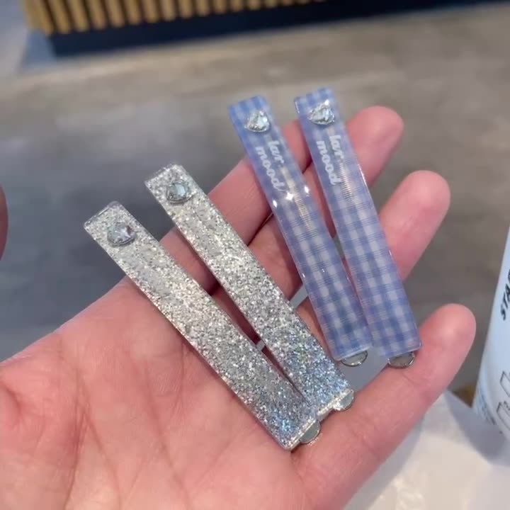 银色闪钻一字夹发夹发卡