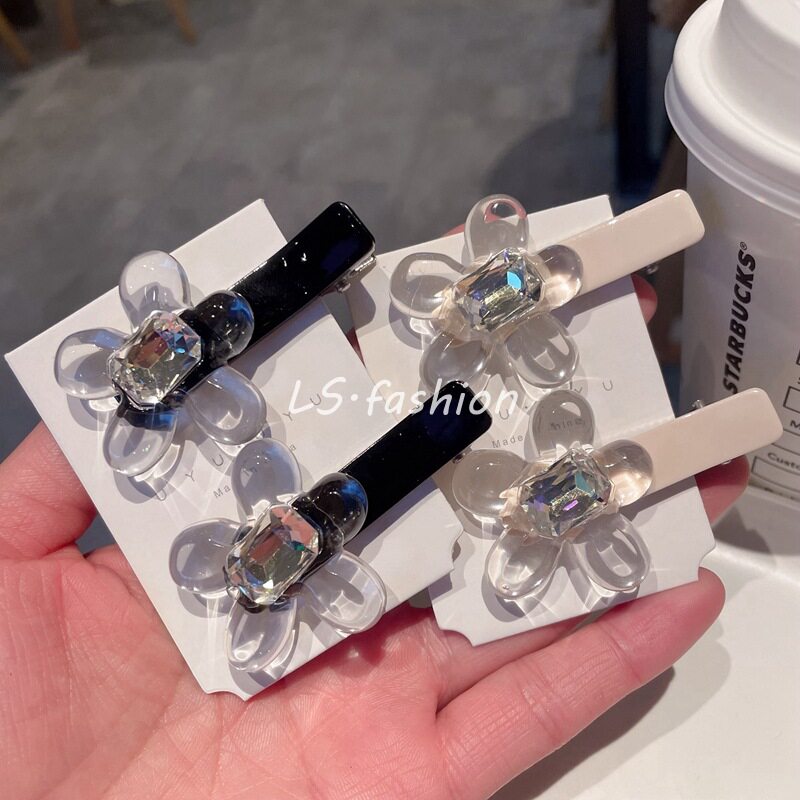 精致水晶花朵小发夹前额碎发夹