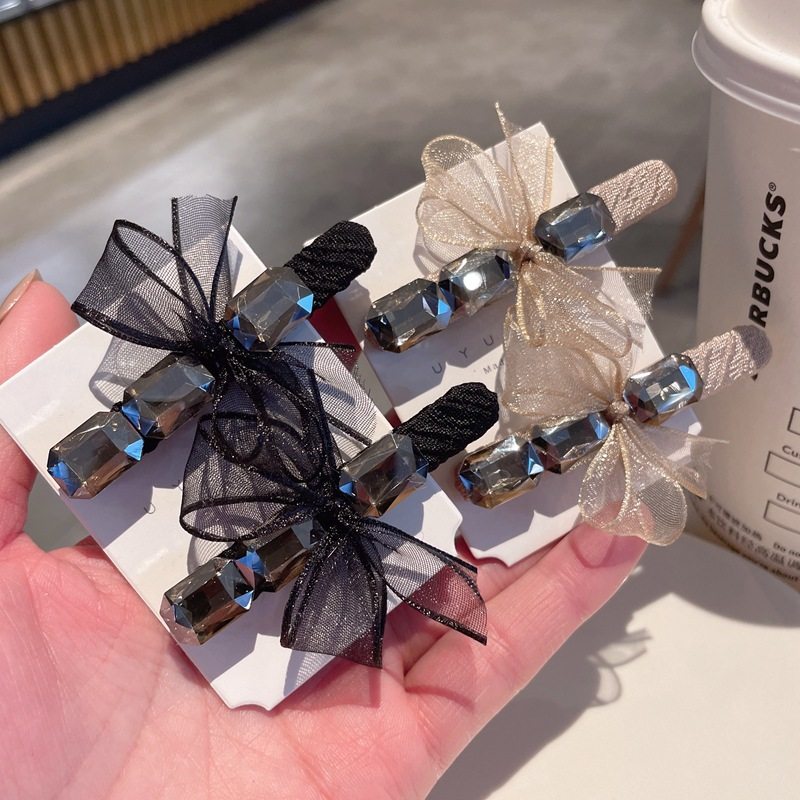 小娟纱蝴蝶结水晶鸭嘴夹一字夹简约风气质刘海夹边夹新款发夹发卡,户外/登山/野营/旅行用品,旅行发卡,淘宝优惠券,粉丝福利购,淘宝优惠卷