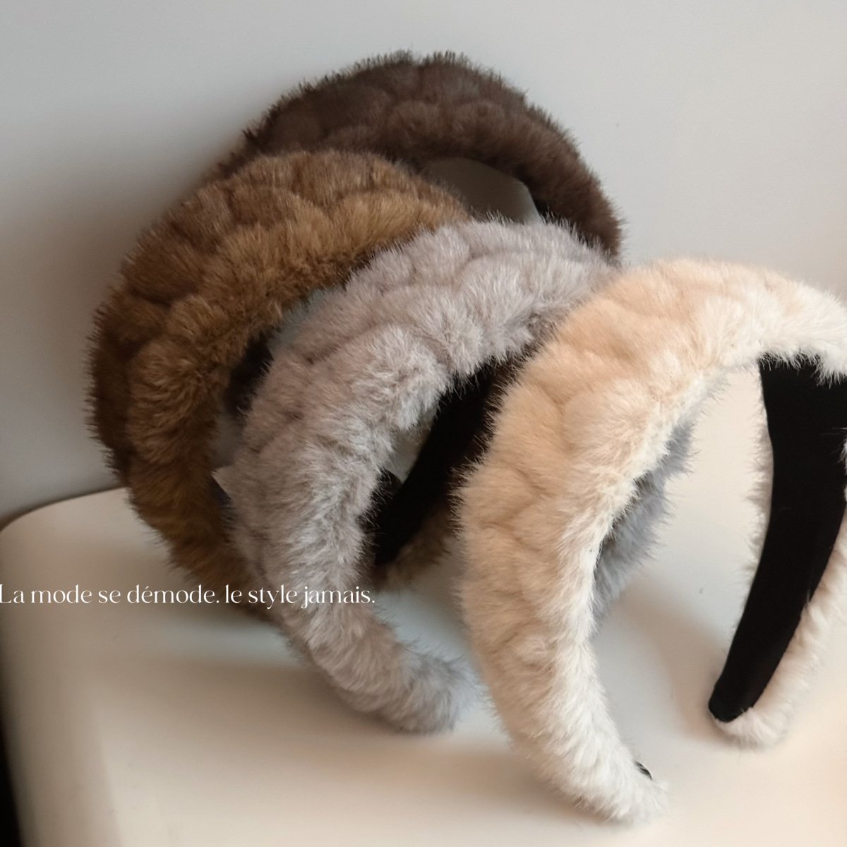 秋冬花纹毛绒宽边发箍高颅顶百搭