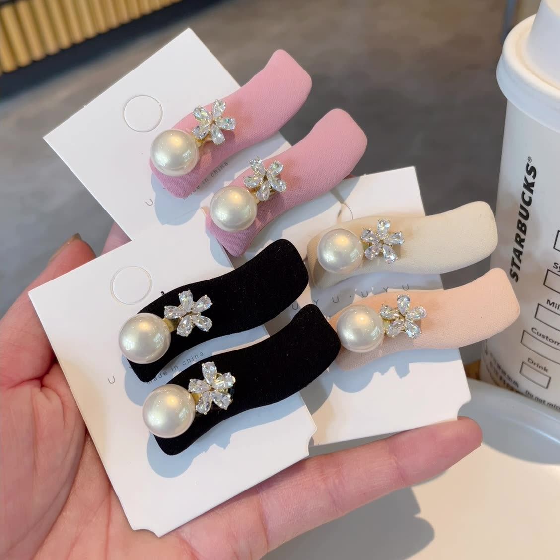 甜美珍珠锆石波浪型刘海夹少女风高品质布衣鸭嘴夹侧边夹小发卡,户外/登山/野营/旅行用品,旅行发卡,淘宝优惠券,粉丝福利购,淘宝优惠卷