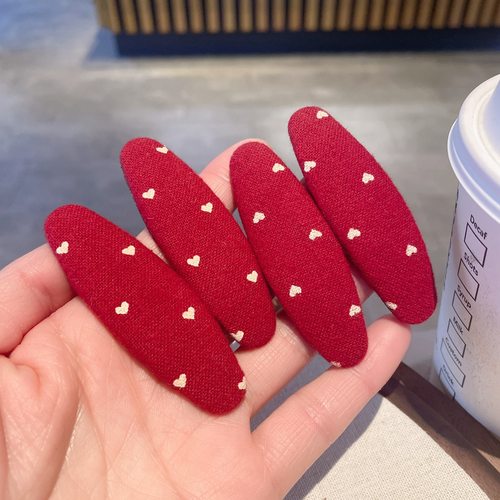 酒红波点百搭刘海夹掰掰夹