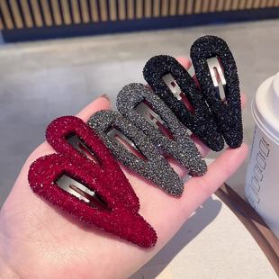 超闪砂糖碎钻水滴形bb夹掰掰夹高级感刘海边夹少女洋气碎发夹发卡