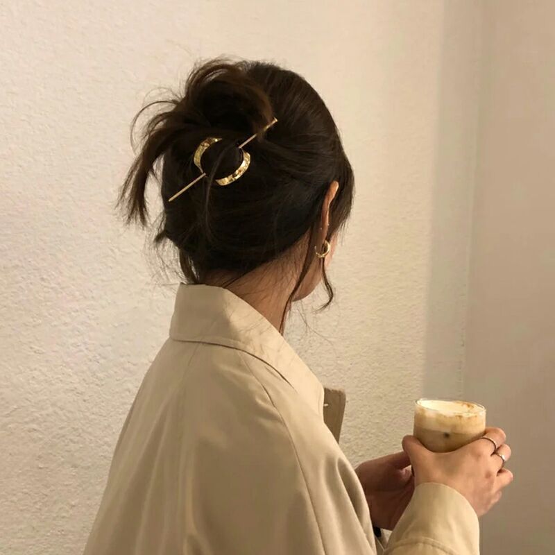 超级好看ins博主同款金属百搭简约几何发簪韩国冷淡风顶夹盘发